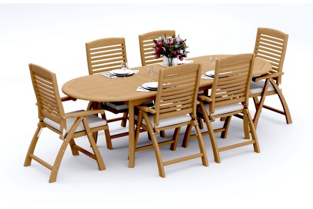 7 PC Dining Set - 94" Double Extension Oval Table & 6 Ashley Arm Chairs