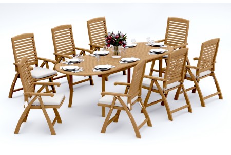 9 PC Dining Set - 94" Double Extension Oval Table & 8 Ashley Arm Chairs