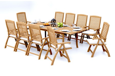 11 PC Dining Set - 94" Double Extension Rectangle Table & 10 Ashley Arm Chairs
