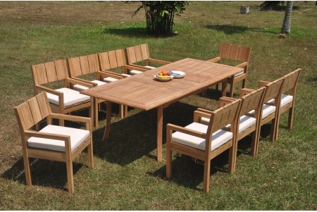 11 PC Dining Set - 94" Double Extension Rectangle Table & 10 Vera Arm Chairs