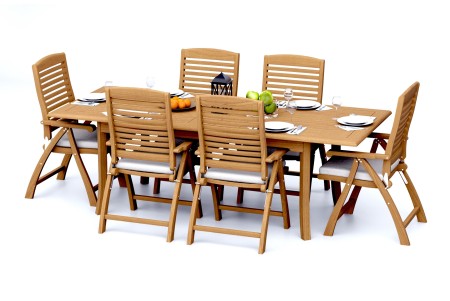 7 PC Dining Set - 94" Double Extension Rectangle Table & 6 Ashley Arm Chairs