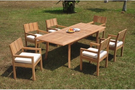 7 PC Dining Set - 94" Double Extension Rectangle Table & 6 Vera Arm Chairs