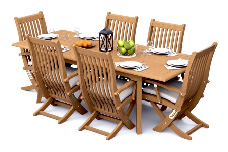 7 PC Dining Set - 94" Double Extension Rectangle Table & 6 Warwick Arm Chairs