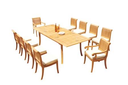 9 PC Dining Set - 94" Double Extension Rectangle Table & 8 Giva Chairs (2 Arms + 6 Armless)