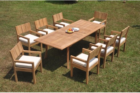 9 PC Dining Set - 94" Double Extension Rectangle Table & 8 Vera Arm Chairs