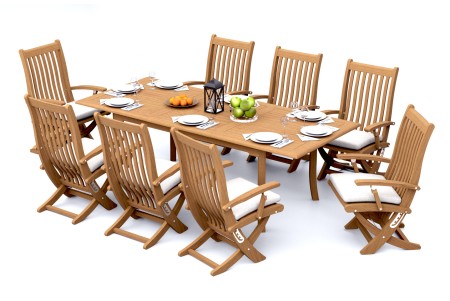 9 PC Dining Set - 94" Double Extension Rectangle Table & 8 Warwick Arm Chairs