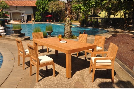 7 PC Dining Set - 86" Rectangle Table & 6 Maldives Chairs (2 Arms + 4 Armless) 