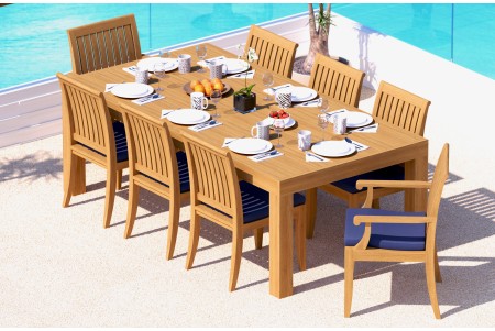 9 PC Dining Set - 86" Rectangle Table & 8 Lagos Chairs (2 Arms + 6 Armless) 