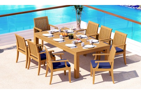 9 PC Dining Set - 86" Rectangle Table & 8 Lagos Arm Chairs 