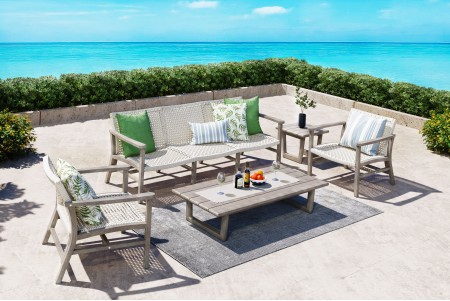 5 PC Malibu Sofa Set - 3 Seater Sofa, 2 Lounge Chairs, 1 Coffee Table and 1 Side Table