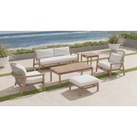 6 PC Fensee Sofa Set - 2 Seater Sofa, 2 Lounge Chairs, 1 Ottoman, 1 Coffee Table and 1 Side Table