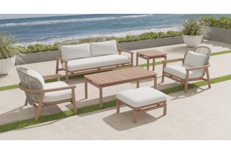 6 PC Fensee Sofa Set - 2 Seater Sofa, 2 Lounge Chairs, 1 Ottoman, 1 Coffee Table and 1 Side Table