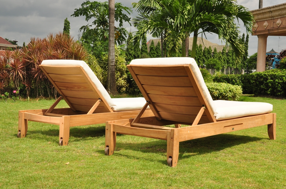 A GRADE TEAK CHAISE SUN POOL LOUNGER OUTDOOR GARDEN PATIO FURNITURE ...