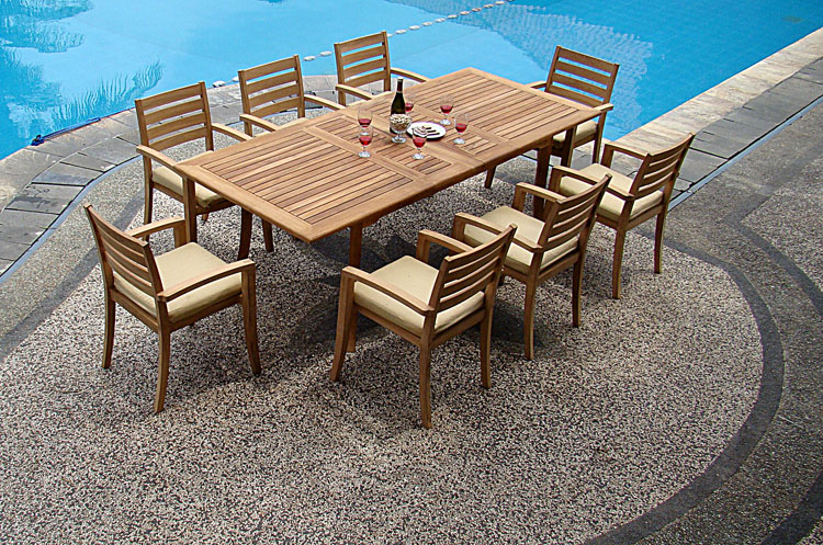 PC TEAK DINING SET GARDEN OUTDOOR PATIO FURNITURE NEW R14   TRAVOTA 